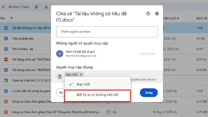 Bước 5 của cách chèn file Word vào Google Sheets