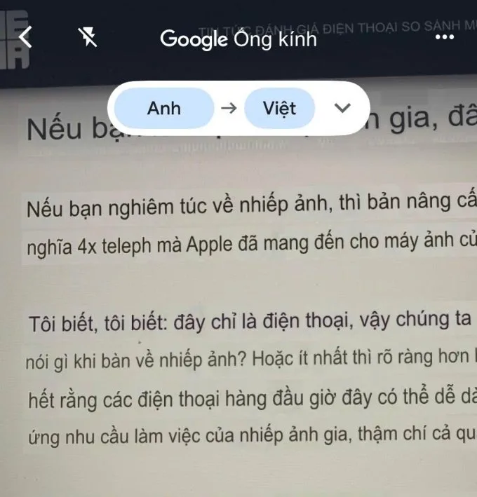 Hướng dẫn sử dụng Google dịch hình ảnh trên iPhone