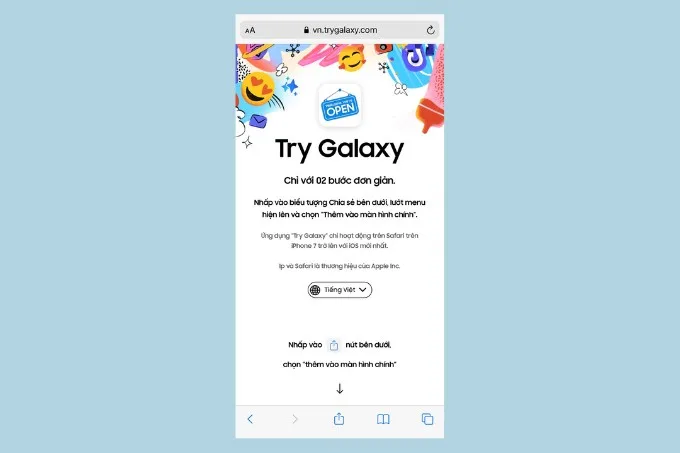 Bước 1 và 2 cài Try Galaxy
