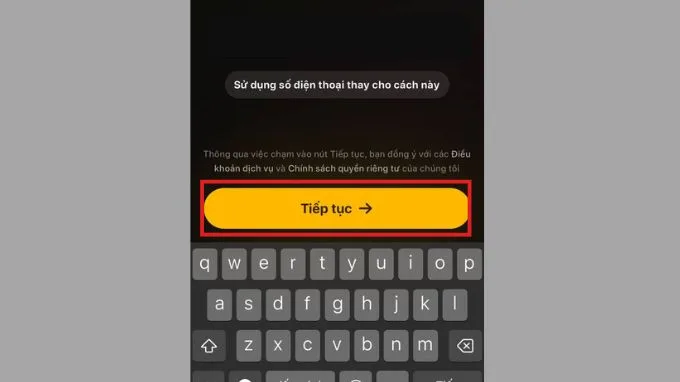 Ấn chọn vào mục Tiếp tục