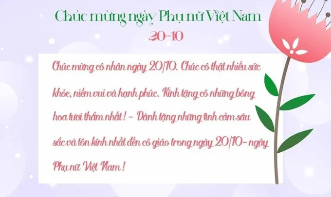 Mẫu thiệp chúc mừng 20/10 tặng cô giáo