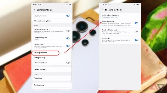 quay chụp bằng giọng nói trên điện thoại Samsung Galaxy
