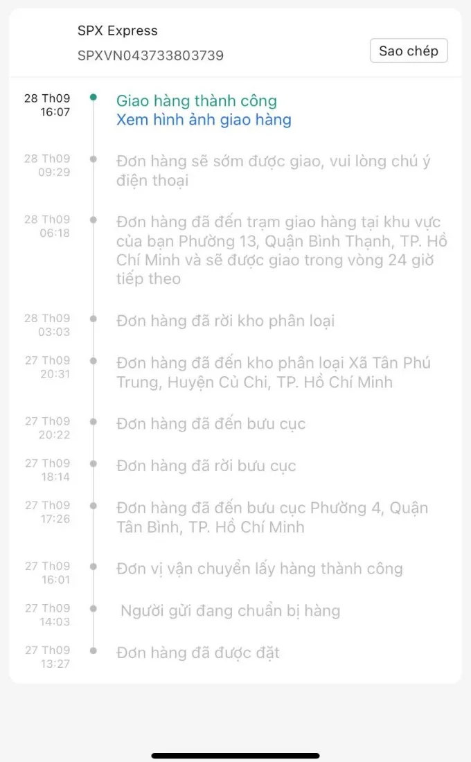 Kiểm tra thông tin đơn hàng trên ứng dụng Shopee