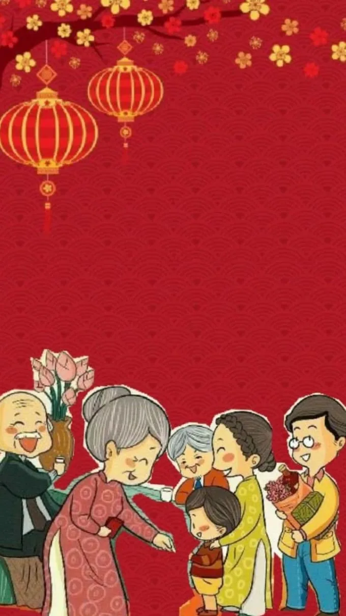 Hình nền Tết chủ đề gia đình sum vầy
