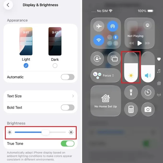 Giảm độ sáng màn hình để tiết kiệm pin iPhone