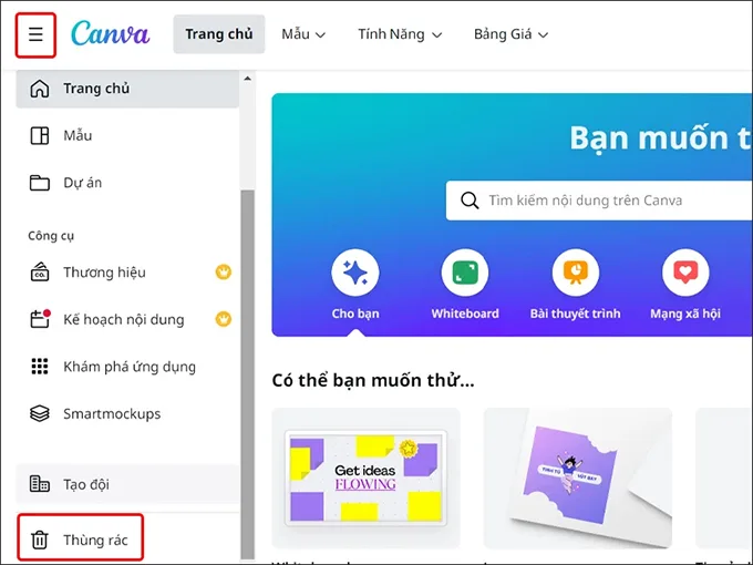 Tham khảo ngay cách khôi phục dữ liệu bị xóa trên Canva cực đơn giản: Bước 3