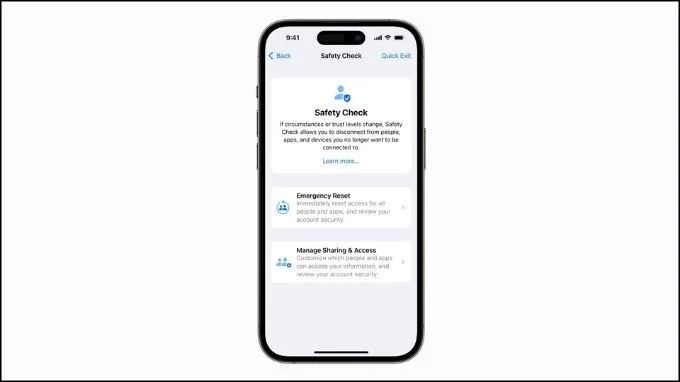 Tính năng Safety Check trên iPhone giúp kiểm tra quyền riêng tư và chia sẻ