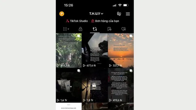 Mục video đăng lại trên TikTok