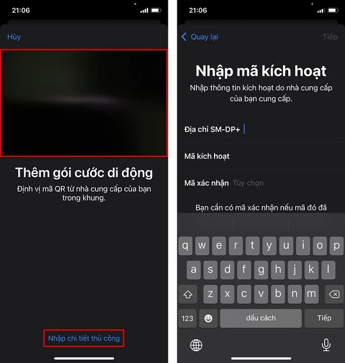 Chọn thêm gói cước sau đó nhập mã kích hoạt