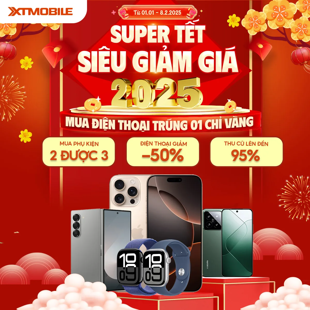 Mua điện thoại giá rẻ, cơ hội thêm trúng vàng 9999 dịp tết 2025.