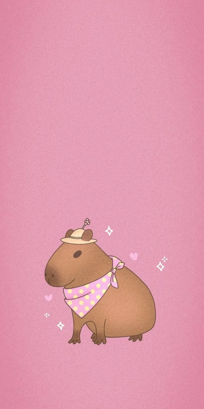 Hình nền Capybara màu hồng