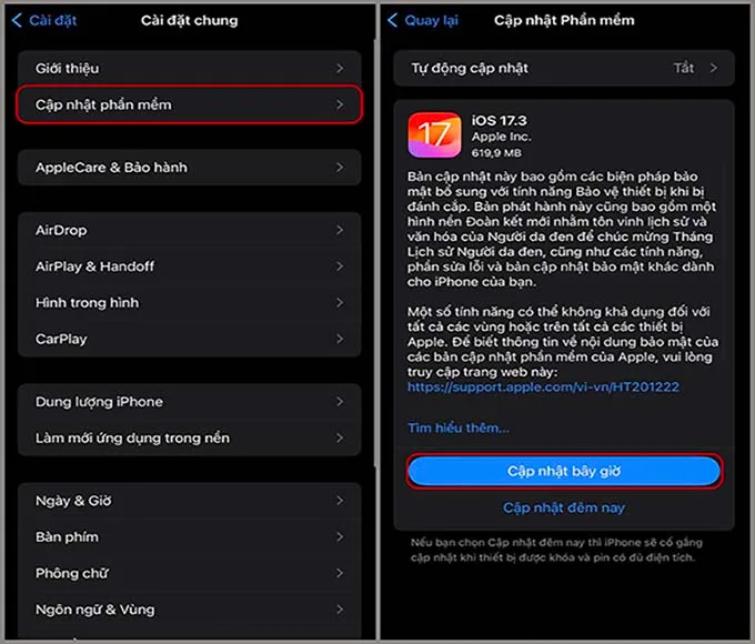 Hướng dẫn cách cập nhật iOS 17.3