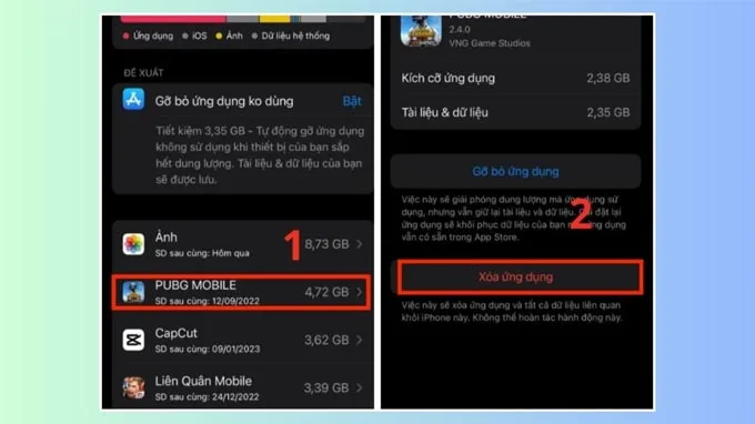 Giải phóng dung lượng iPhone bước 2