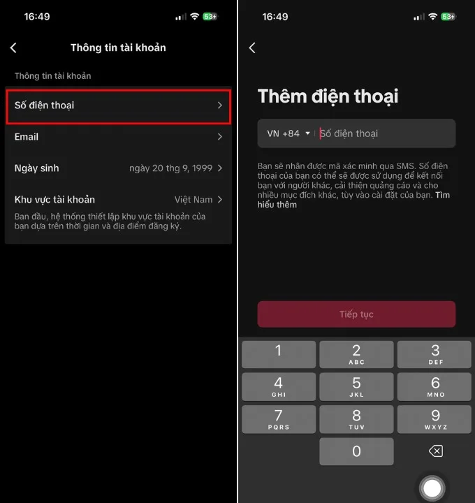 Cách xác minh số điện thoại cho tài khoản TikTok​