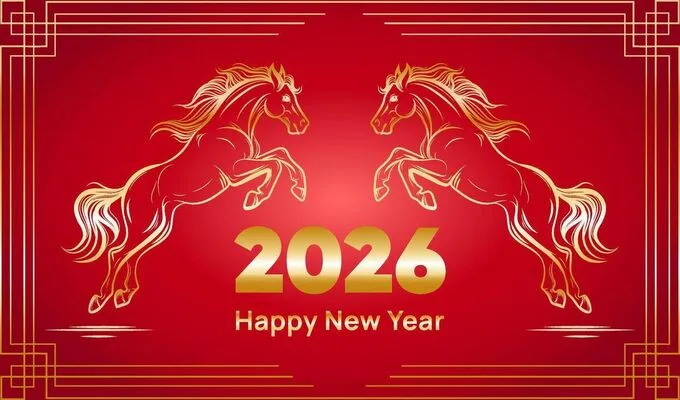 Hình nền background Tết Bính Ngọ 2026 màu đỏ rực rỡ