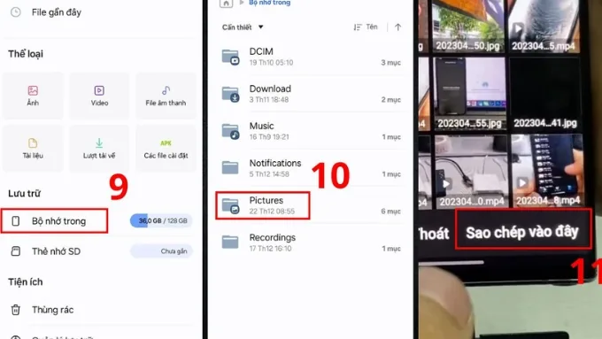 Chọn thư mục lưu trữ mong muốn và nhấn Sao chép vào đây