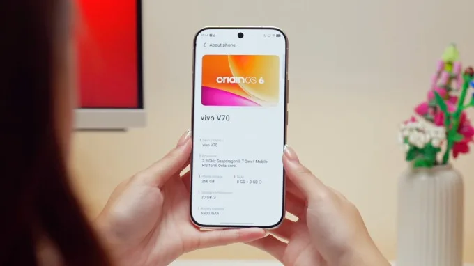 Vivo V70 5G chạy trên nền Android 16 với giao diện OriginOS 6