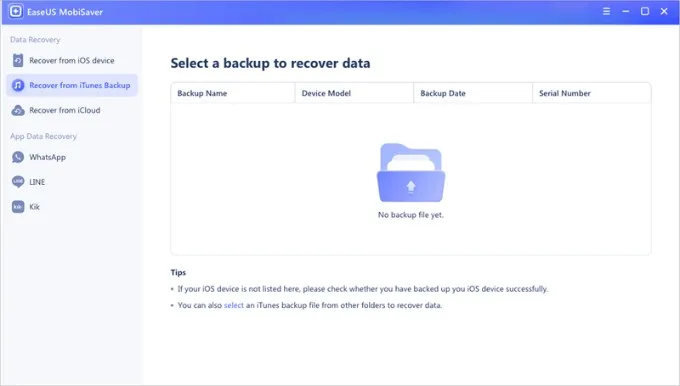  Khôi phục ảnh bản sao lưu iTunes qua phần mềm EaseUS MobiSaver