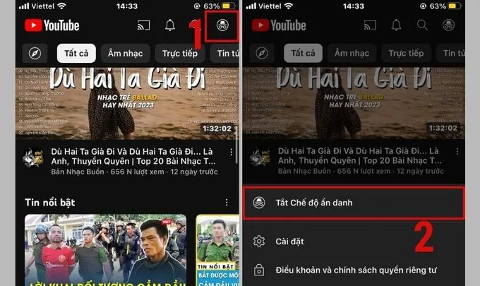 Cách tắt chế độ ẩn danh trên YouTube