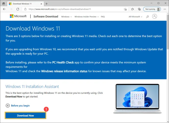 Cách update Win 10 lên Win 11 bằng Installation Assistant