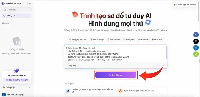 Hướng dẫn tạo sơ đồ tư duy bằng AI đơn giản