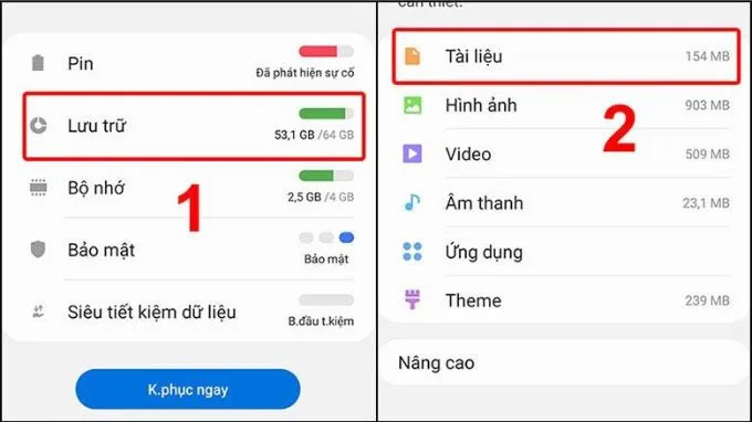 Xóa bớt file tài liệu để giải phóng bộ nhớ trên Samsung