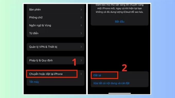 Khôi phục cài đặt gốc bước 1