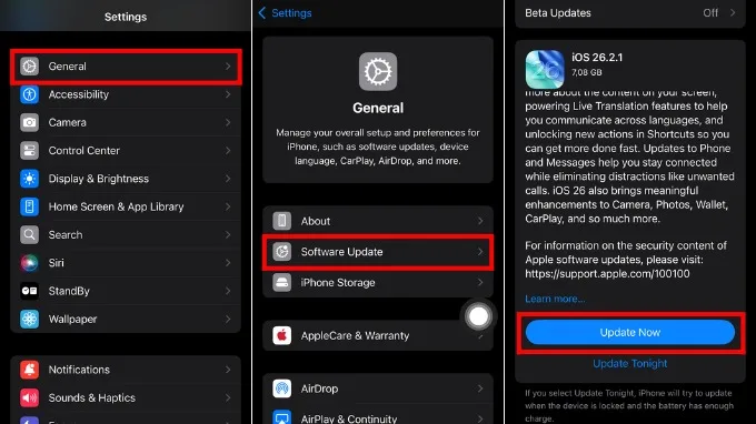 Cập nhật phiên bản iOS mới nhất