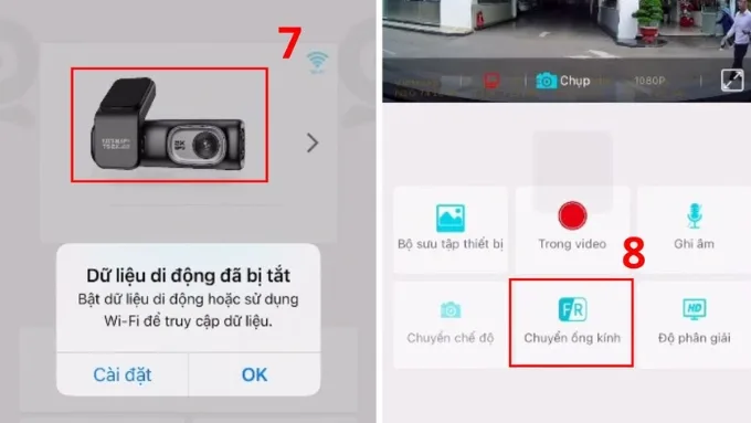 Chọn tên camera hành trình đã kết nối
