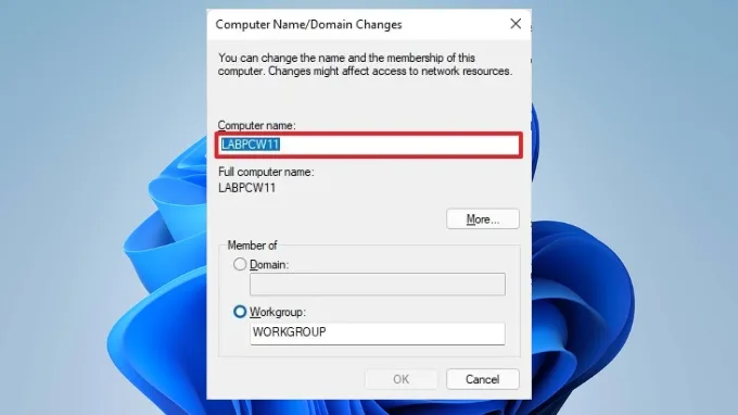 Thay đổi tên máy tính trên Windows 11 bằng Control Panel