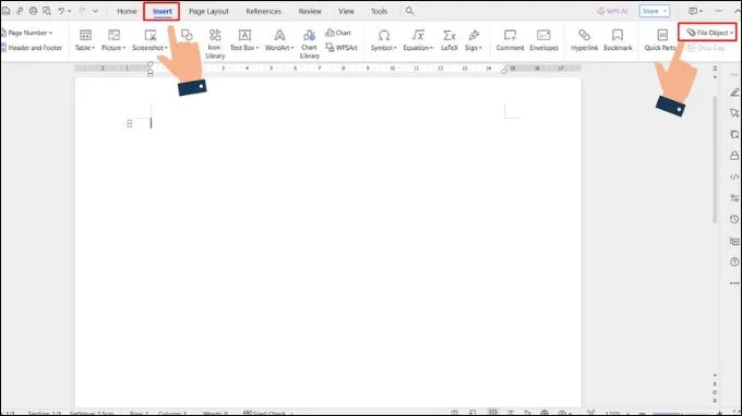Cách chèn bảng Excel vào Word bằng lệnh Insert