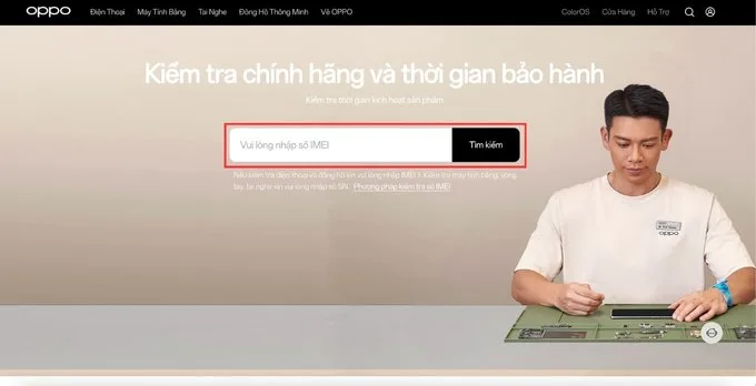 Check bảo hành OPPO trực tiếp trên website chính hãng