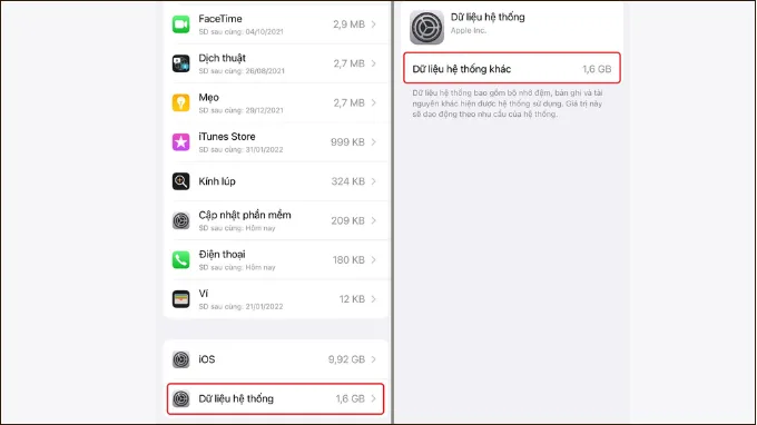 Cách kiểm tra dữ liệu hệ thống trên iPhone