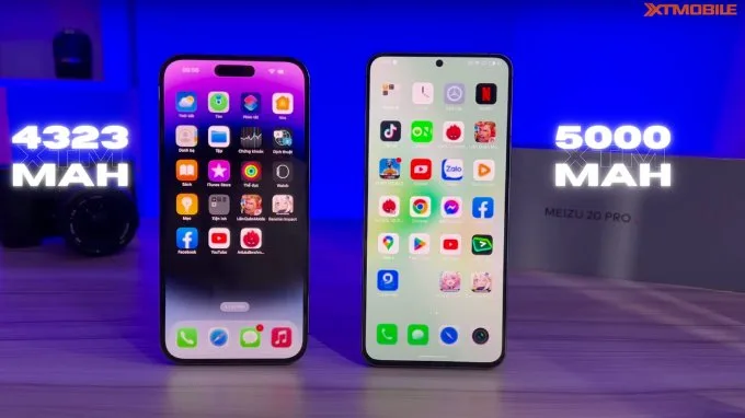 So sánh dung lượng pin giữa iPhone 14 Pro Max và Meizu 20 Pro