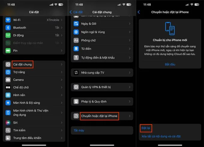 Khôi phục lại cài đặt gốc giúp khắc phục tình trạng camera iPhone không chụp được