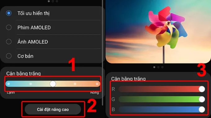 Chỉnh lại độ tương phản và cân bằng trắng