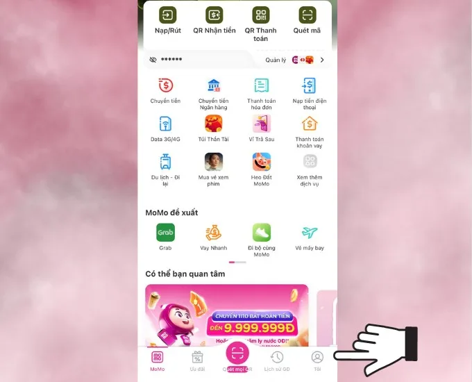 Các bước tắt thông báo quảng cáo trên MoMo