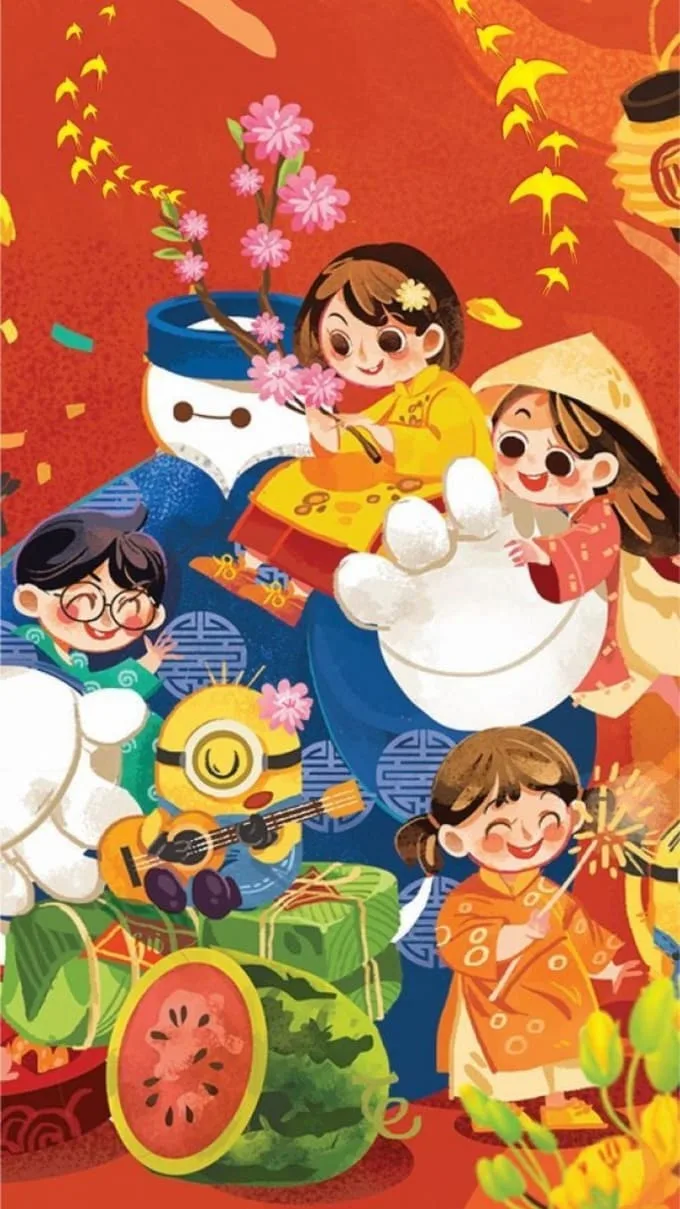 Hình nền Tết chủ đề gia đình sum vầy