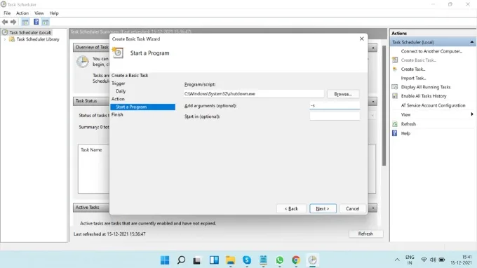 Hẹn giờ tắt laptop Windows 11 bằng Task Scheduler