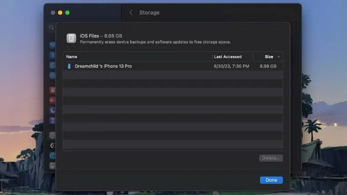 Xóa dữ liệu sao lưu iOS cũ