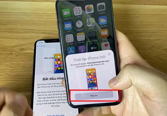 Chọn Thiết lập iPhone mới để bắt đầu chuyển dữ liệu