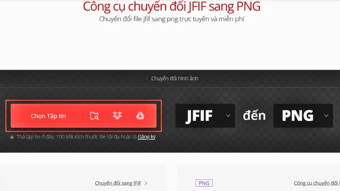 Cách chuyển JFIF thành PNG chọn tập tin 