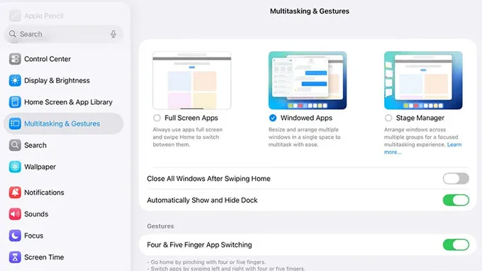 Quản lý đa nhiệm với Split View và Stage Manager