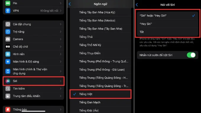 Thiết lập Siri tiếng Việt