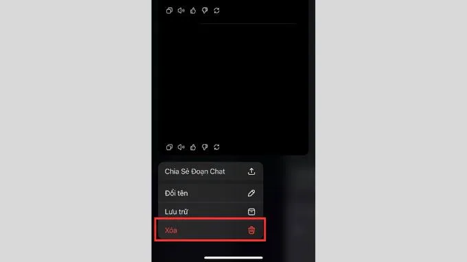 Cách xóa một đoạn chat trong ChatGPT trên điện thoại