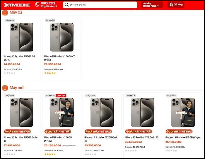 Giá bán của iPhone 15 Pro Max 256GB và 512GB mới nhất