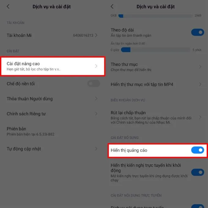 Tắt quảng cáo tại ứng dụng Nhạc và Video trên Xiaomi