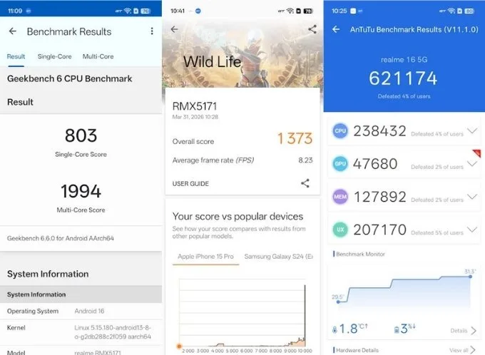 Đánh giá realme 16 5G về hiệu năng