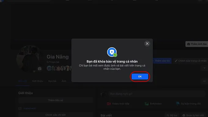 Cách bật khóa bảo vệ trang cá nhân Facebook trên máy tính