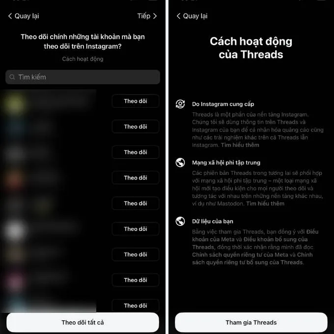 Chọn tài khoản bạn muốn theo dõi